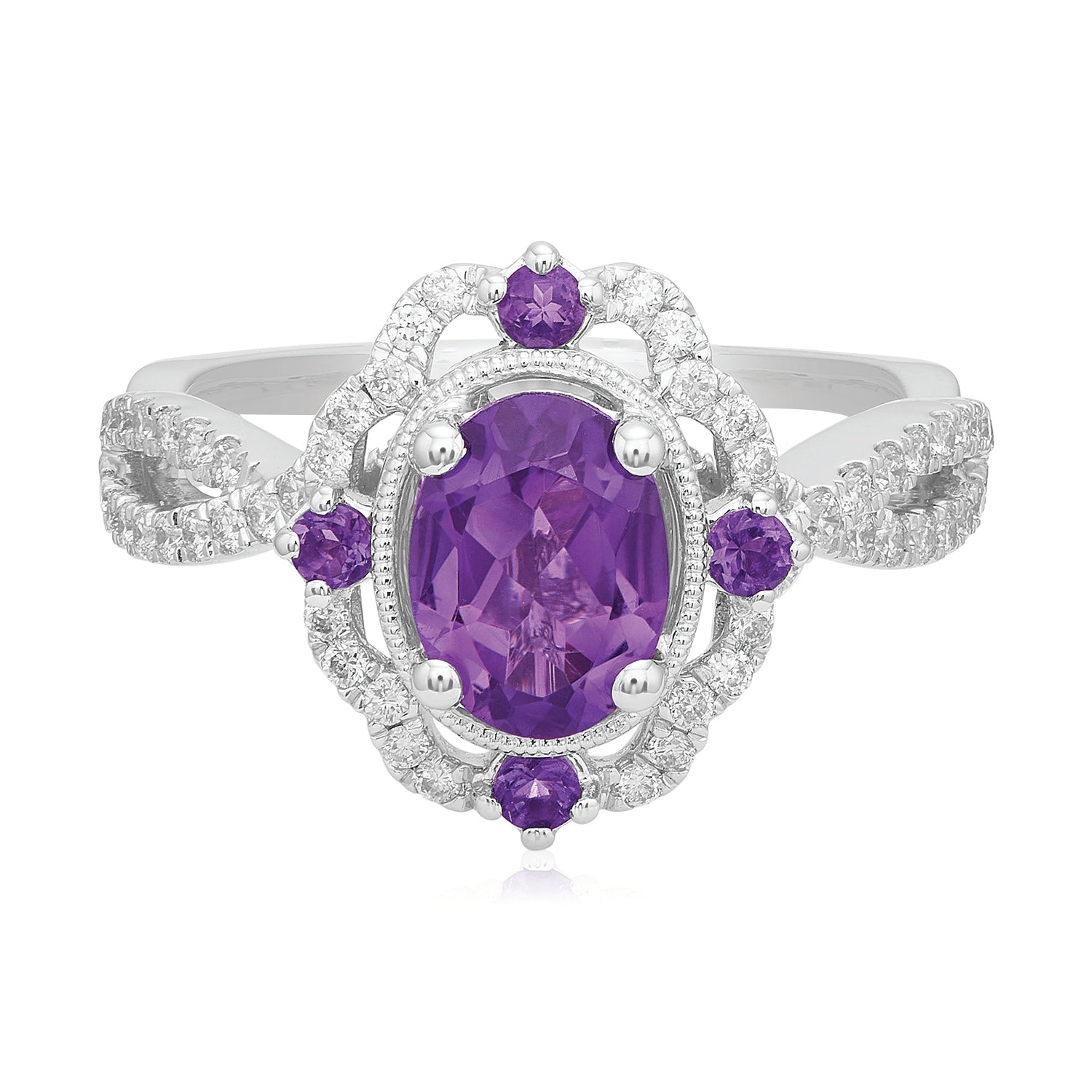 Amethyst and diamond on sale ring white gold