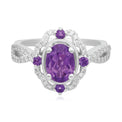 18ct White Gold Oval & Marquise Cut Amethyst Diamond Set 0.50 Carat tw Ring