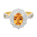 18ct Yellow Gold Oval Citrine & Diamond Set 0.75 Carat tw Ring