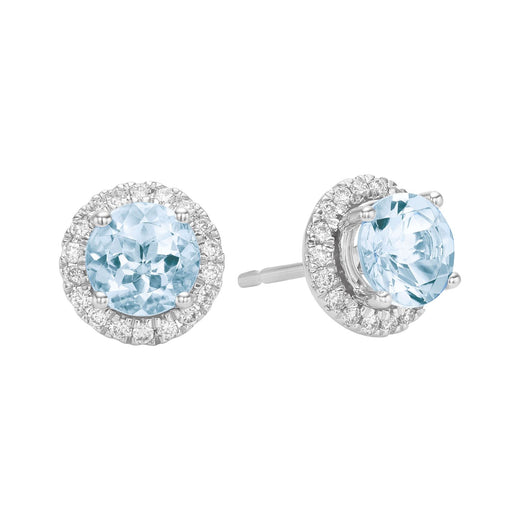 18ct White Gold Round & Marquise Aquamarine Diamond Set 0.2 Carat tw Earrings