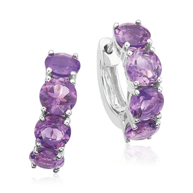9ct White Gold Amethyst Earrings