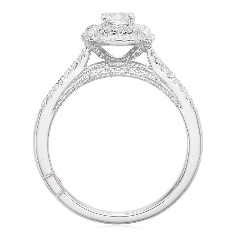 Royale Platinum Round & Baguette 1 Carat tw Certified Diamond Ring