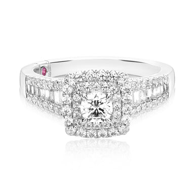 Royale Platinum Round & Baguette 1 Carat tw Certified Diamond Ring