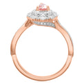 18ct Rose Gold Pear & Round Morganite Diamond Set 0.60 Carat tw Ring