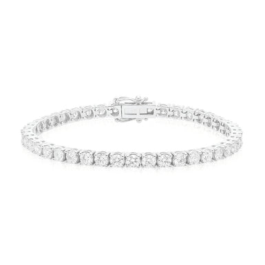 18ct White Gold Round Brilliant Cut 8 Carat tw Tennis Bracelet