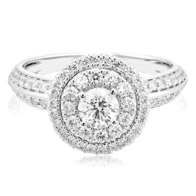 Halo Certified 18ct White Gold Round 1.0 ctw Diamond Ring