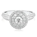 Halo Certified 18ct White Gold Round 1.0 ctw Diamond Ring