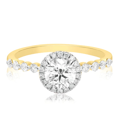 Halo Certified 18ct Yellow Gold Round Brilliant Cut 1.00 ctw Diamond Ring