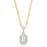 Halo Certified 18ct Yellow Gold Emerald & Round Brilliant Cut 0.40 ctw Diamond Pendant
