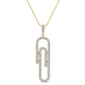 9ct Yellow Gold Round Brilliant Cut 0.25 carat tw Diamond Paper Clip Pendant with Chain