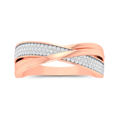 9ct Rose Gold Round Brilliant Cut 0.25 carat tw Diamond Cross Over Ring