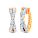 9ct Yellow Gold Round Brilliant Cut 0.33 carat tw Diamond Cross Over Huggies Earrings