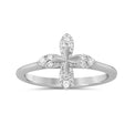 9ct White Gold Round Brilliant Cut 0.15 carat tw Diamond Flower Ring