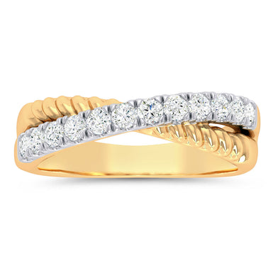 9ct Yellow Gold Round Brilliant Cut 0.50 carat tw Diamond Cross Over Ring