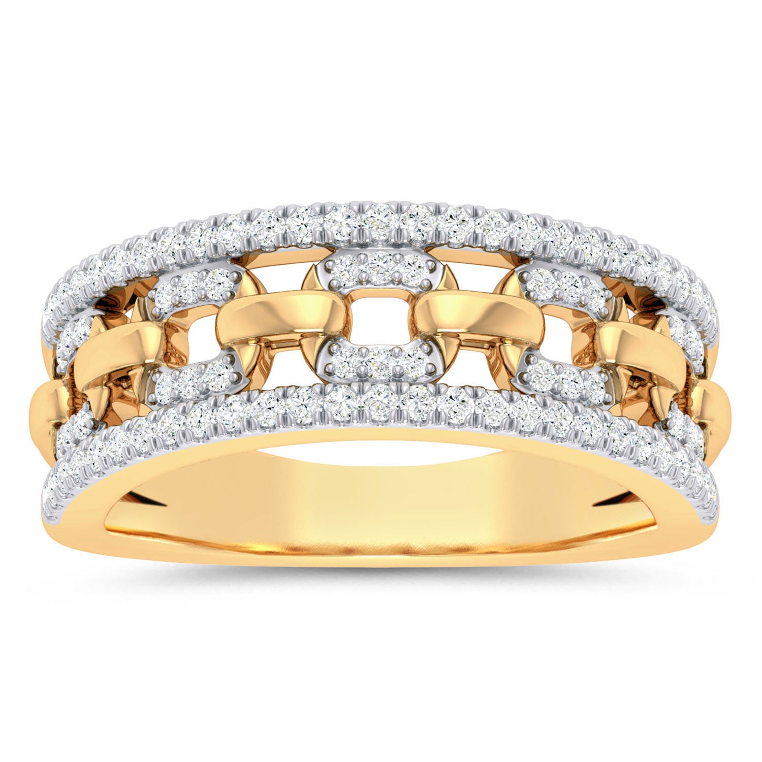 9ct Yellow Gold Round Brilliant Cut 0.33 carat tw Diamond Cuban Ring