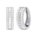 18ct White Gold Round & Baguette Cut 1.00 Carat tw Diamond Earrings