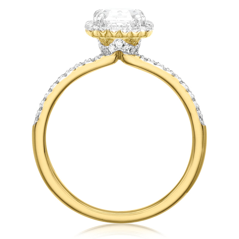 18ct Yellow Gold Asscher & Round Brilliant Cut 1.25 ctw Diamond Ring
