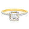 18ct Yellow Gold Asscher & Round Brilliant Cut 1.25 ctw Diamond Ring