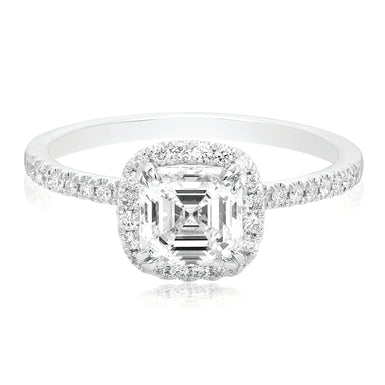 18ct White Gold Asscher & Round Brilliant Cut 1.75 ctw Diamond Ring
