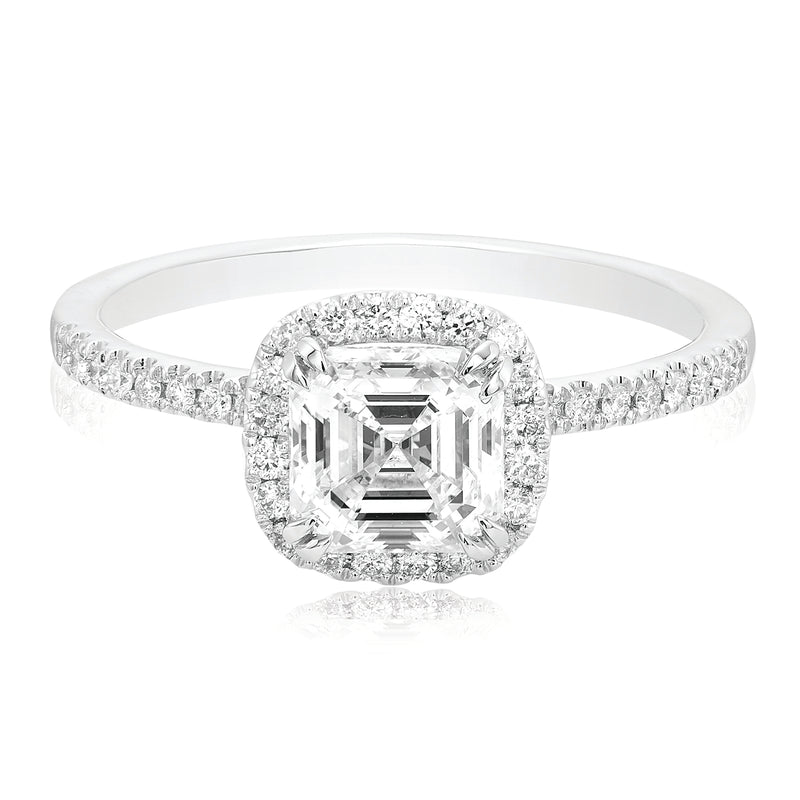18ct White Gold Asscher & Round Brilliant Cut 1.75 ctw Diamond Ring