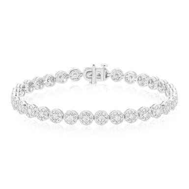 9ct White Gold Round Brilliant Cut 4.00 ctw Diamond Bracelet