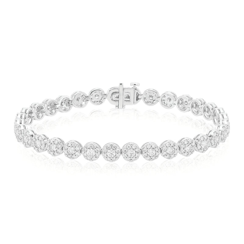 9ct White Gold Round Brilliant Cut 4.00 ctw Diamond Bracelet