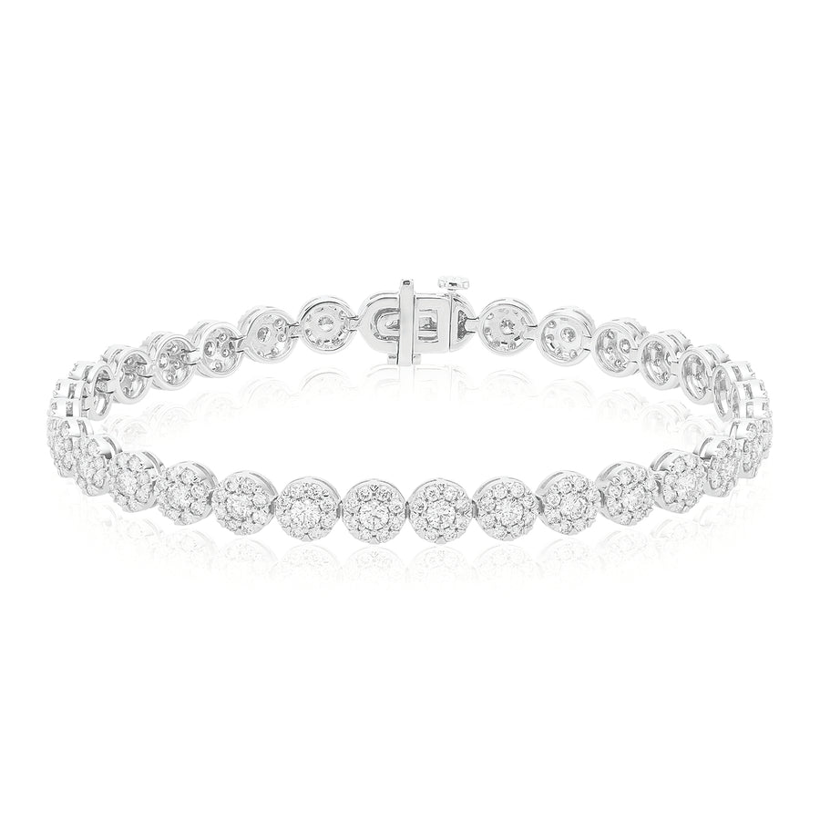9ct White Gold Round Brilliant Cut 4.00 ctw Diamond Bracelet