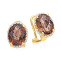 9ct Yellow Gold 0.24 ctw Oval Smokey Quartz Earrings