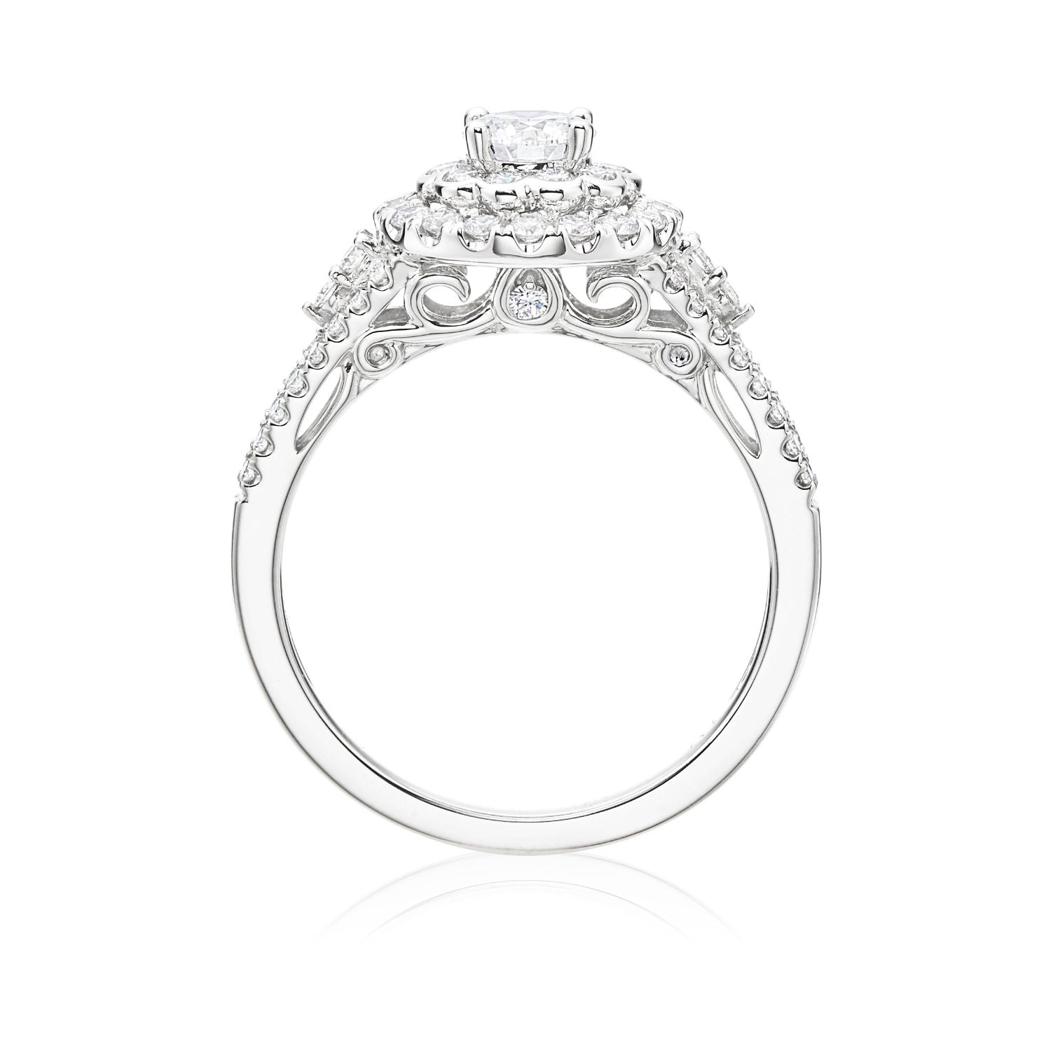Halo 18ct White Gold Round Brilliant Cut with 1 CARAT tw of Diamonds Ring
