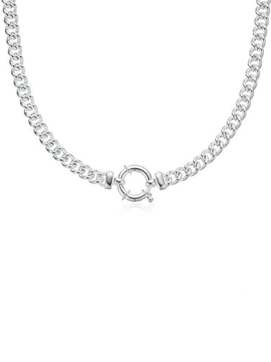 Sterling Silver 45cm Bolt Ring Necklace