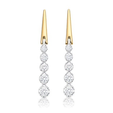 18ct Two Tone Gold Round Brilliant Cut with 3/4 CARAT tw of Diamonds Earrings