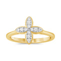 9ct Yellow Gold Round Brilliant Cut 0.15 ctw Flower Diamond Dress Ring