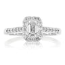 Halo 18ct White Gold Emerald & Round Brilliant Cut with 1 CARAT tw of Diamonds Ring