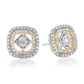 9ct Two Tone Gold Round Brilliant Cut 3/4 CARAT tw of Diamonds Earrings