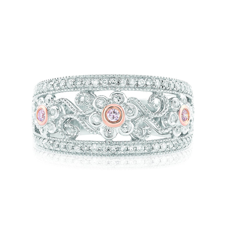 Pink Diamonds 9ct White Gold Round Brilliant Cut 0.34 CARAT tw of Diamond Ring