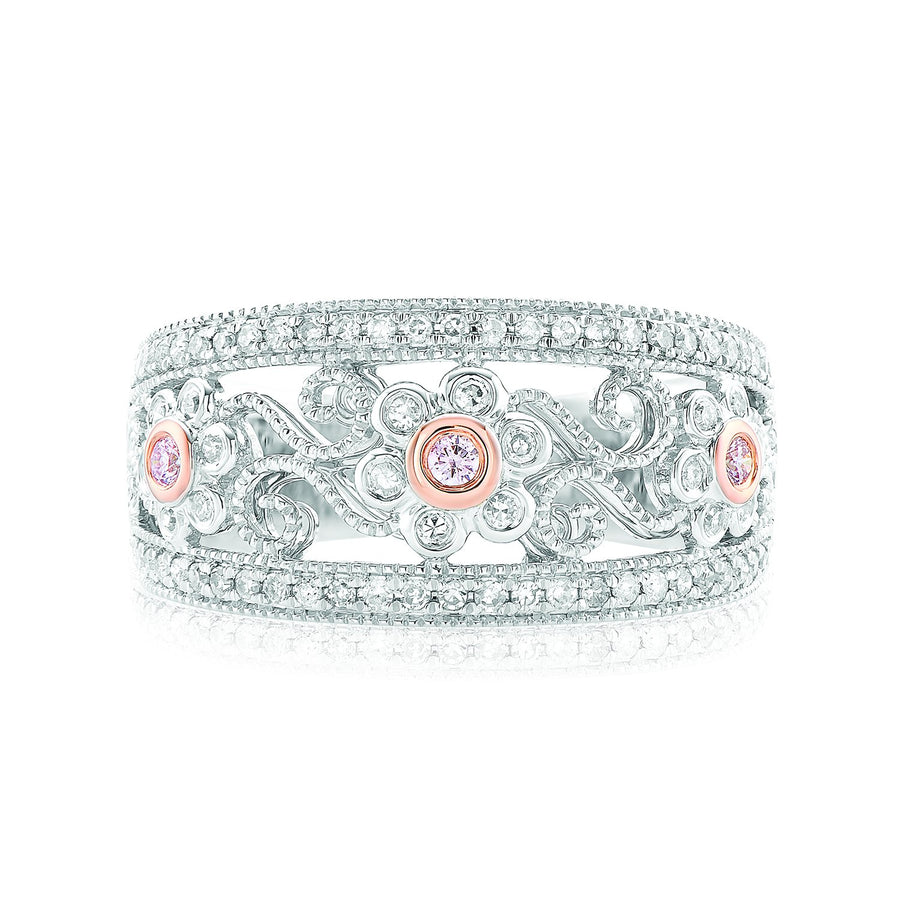 Pink Diamonds 9ct White Gold Round Brilliant Cut 0.34 CARAT tw of Diamond Ring
