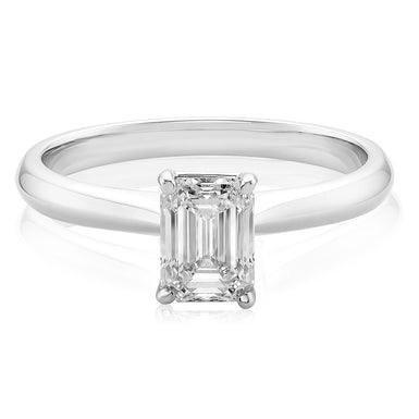 Promise 18ct White Gold Emerald Cut 1 CARAT of Diamond Ring