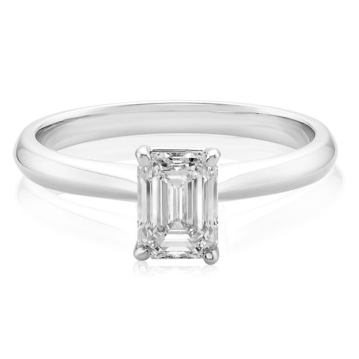 Promise 18ct White Gold Emerald Cut 1 CARAT of Diamond Ring ...