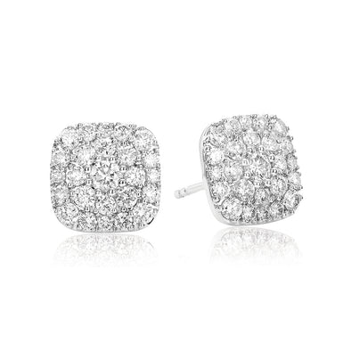 9ct White Gold Round Brilliant Cut 2 CARAT tw of Diamonds Earrings