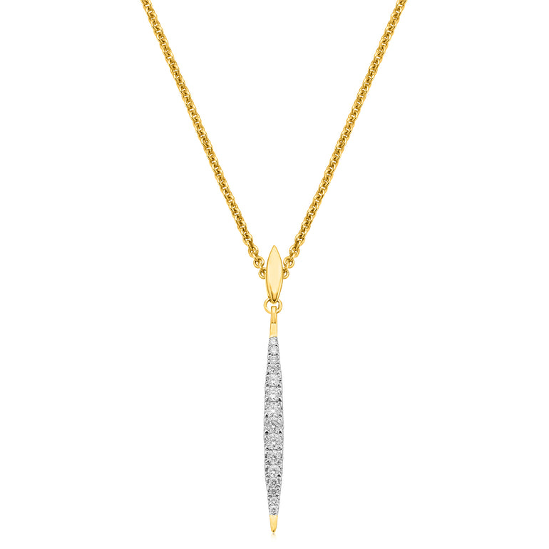 9ct Yellow Gold Round Brilliant Cut 0.20 CARAT tw of Diamonds Pendant