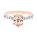 18ct Rose Gold  Oval Cut Morganite with 1/3 CARAT tw of Diamonds Ring