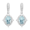 18ct White Gold  Oval Cut Aquamarine with 0.35 CARAT tw of Diamonds Earrings
