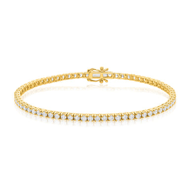 10ct Yellow Gold Round Brilliant Cut 3 CARAT tw of Diamonds Bracelet