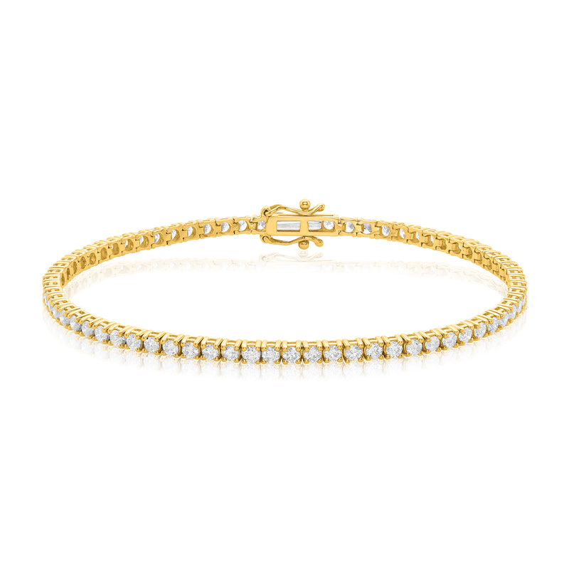 10ct Yellow Gold Round Brilliant Cut 3 CARAT tw of Diamonds Bracelet