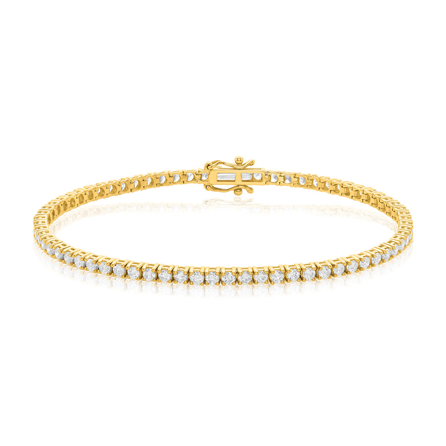 10ct Yellow Gold Round Brilliant Cut 3 CARAT tw of Diamonds Bracelet