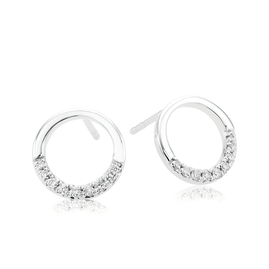 9ct White Gold Round Brilliant Cut 0.10 CARAT tw of Diamonds Stud Earrings