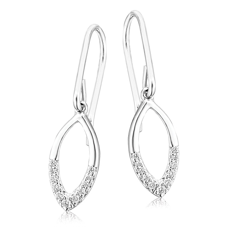 9ct White Gold Round Brilliant Cut 0.10 CARAT tw of Diamonds Drop Earrings