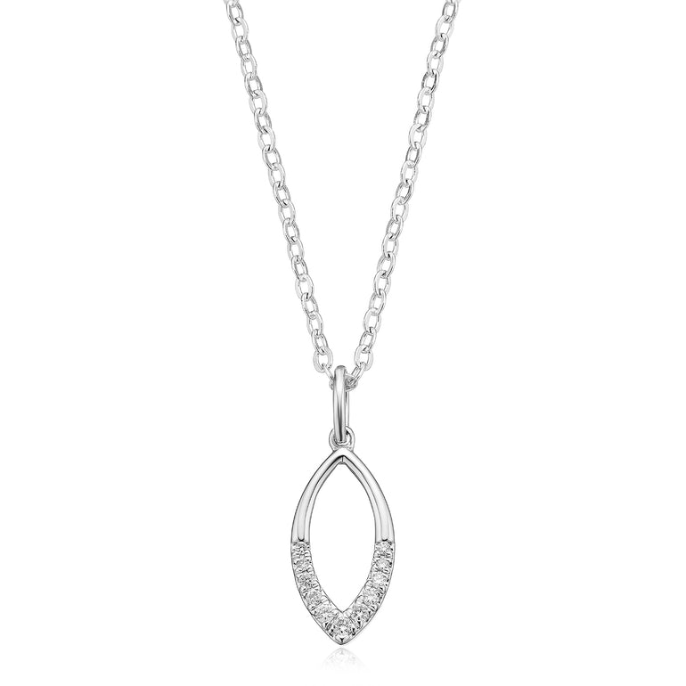 9ct White Gold Round Brilliant Cut 0.10 CARAT tw of Diamonds Pendant