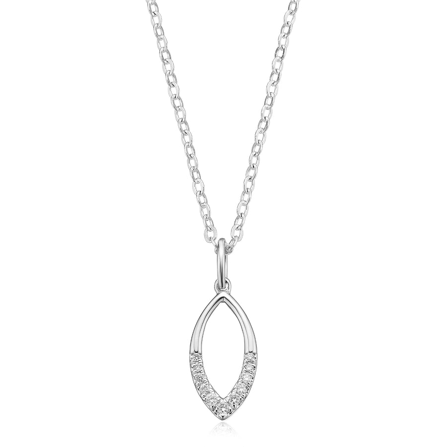 9ct White Gold Round Brilliant Cut 0.10 CARAT tw of Diamonds Pendant