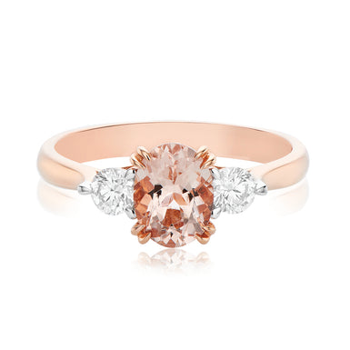 18ct Rose Gold Oval Cut 0.35 CARAT tw of Diamonds Morganite Stone Ring